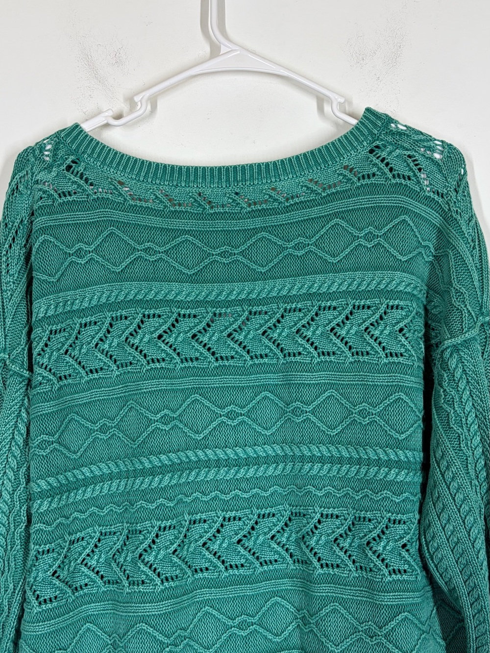 Sundance Rita Teal Cotton Easy Cable Knit Sweater Size Medium - Picture 6 of 9